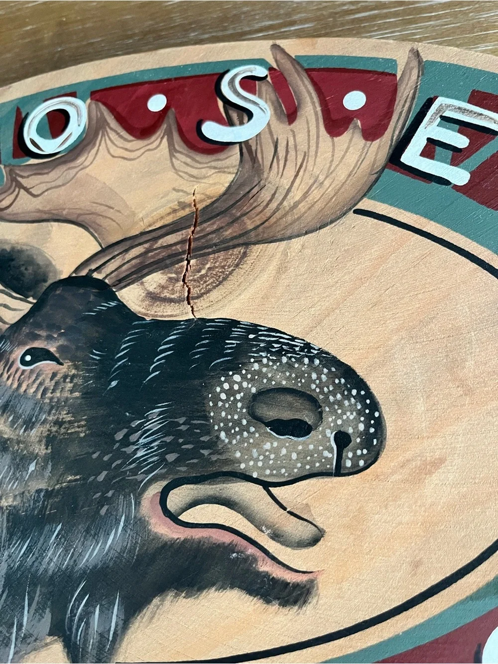 Moose Spoken Here! Jon Q. Wright Oval Wood Moose Art Sign Woodland Animal